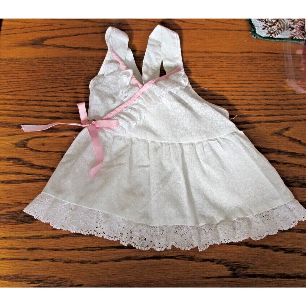Vintage 80s Toddle Time Sundresses White Pink Lace Jumper